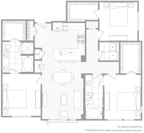 Lake Boone 3BR floor plan